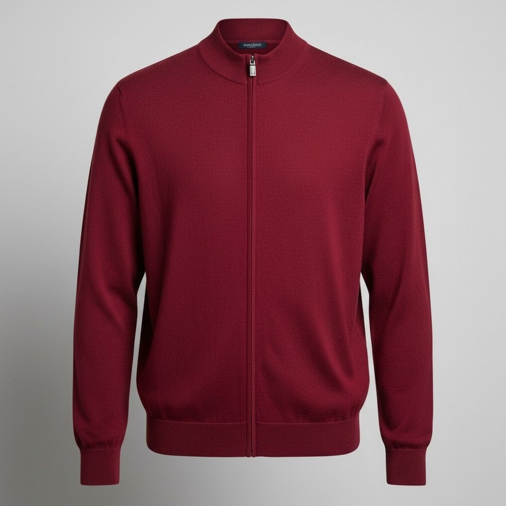 Jos. A. Bank Traveler Full Zip Sweater Mens 4XLT Red Merino Wool Blend Mock Neck